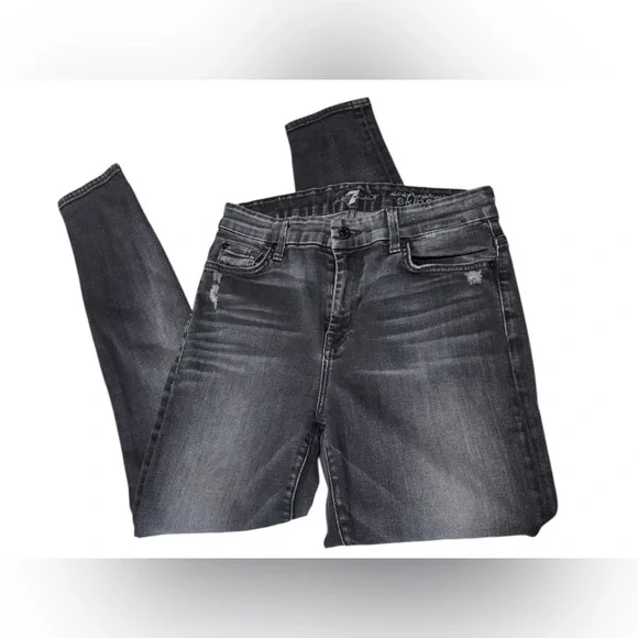 7 FOR ALL MANKIND - High Waisted Ankle Stretch Skinny Jeans Sz 28 - Picture 3 of 7